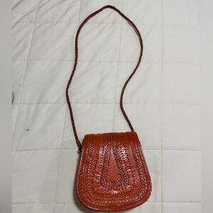 Rust Orange Leather Crossbody Bag